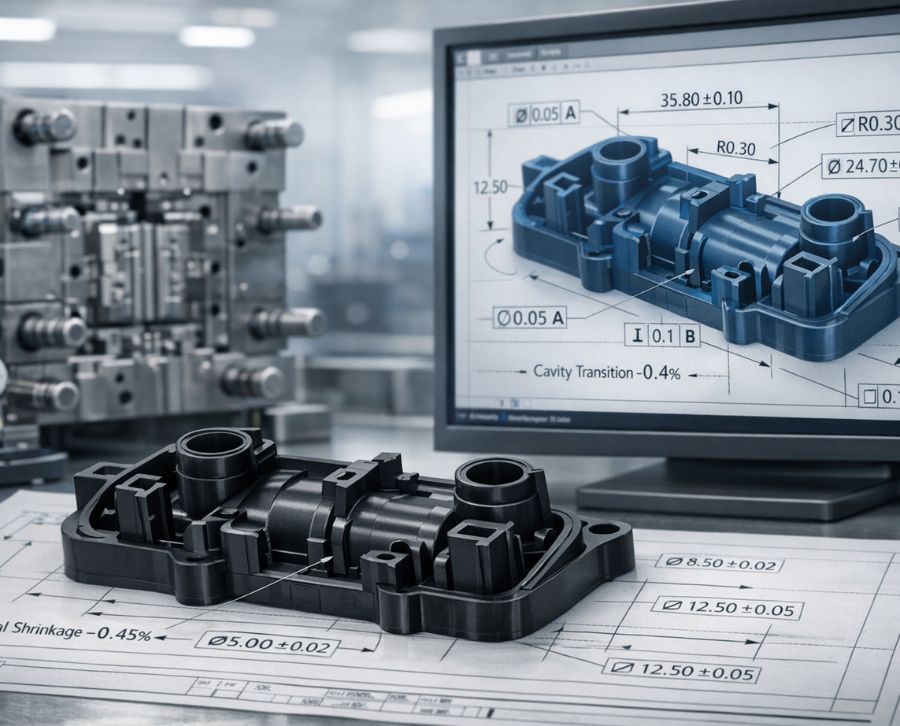 Componente plástico y CAD